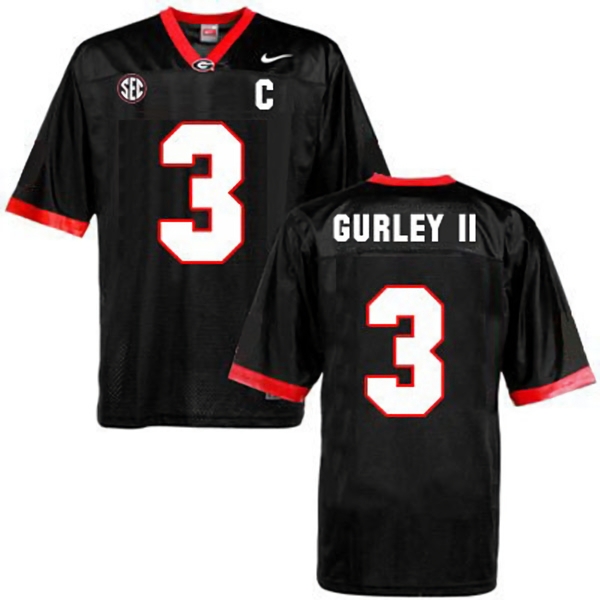 Georgia Bulldogs Men's NCAA Todd Gurley II #3 Black College Football Jersey GRY3149KK